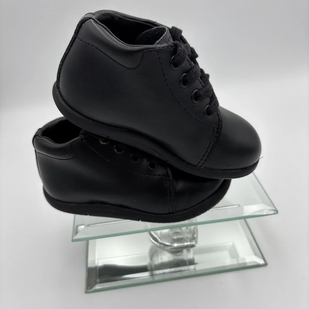 Stride Rite Elliot Shoes Boys Black Leather Lace Up Tie Toddler Size 5.5W